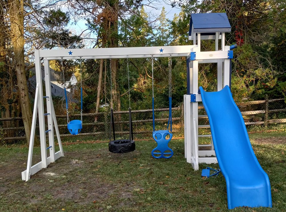 blue playset baby swing