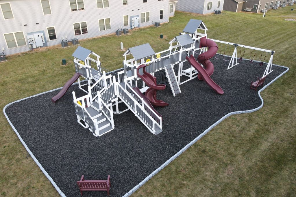 Gray and Red Playground Colors for Backyards
