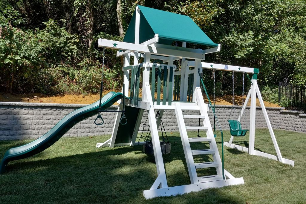 Modern backyard playground with vinyl materials 