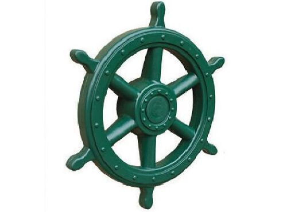 green plastic pirate ship steering wheel that you can add to your playset