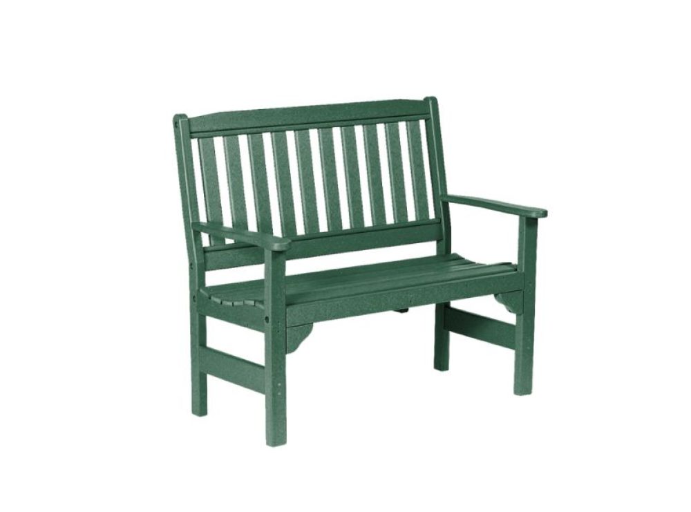 close up of the green garden bench made of vinyl for a playset