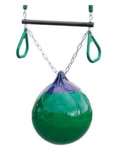 green buoy ball trapeze combo swing set attachment