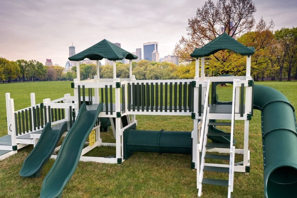 School playgrounds with slides